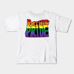 Portland Pride Festival - Rainbow - Oregon Silhouette Kids T-Shirt